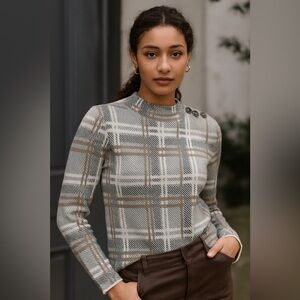 Cleo Checkered Crewneck Sweater